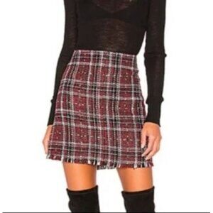 Anthropologie Sanctuary Women's Siena Plaid Tweed Mini Skirt Size Small